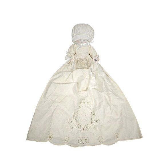 Vintage Handmade Pillowcase Prairie Doll With Embroidered Cotton Dress & Bonnet - Picture 1 of 9